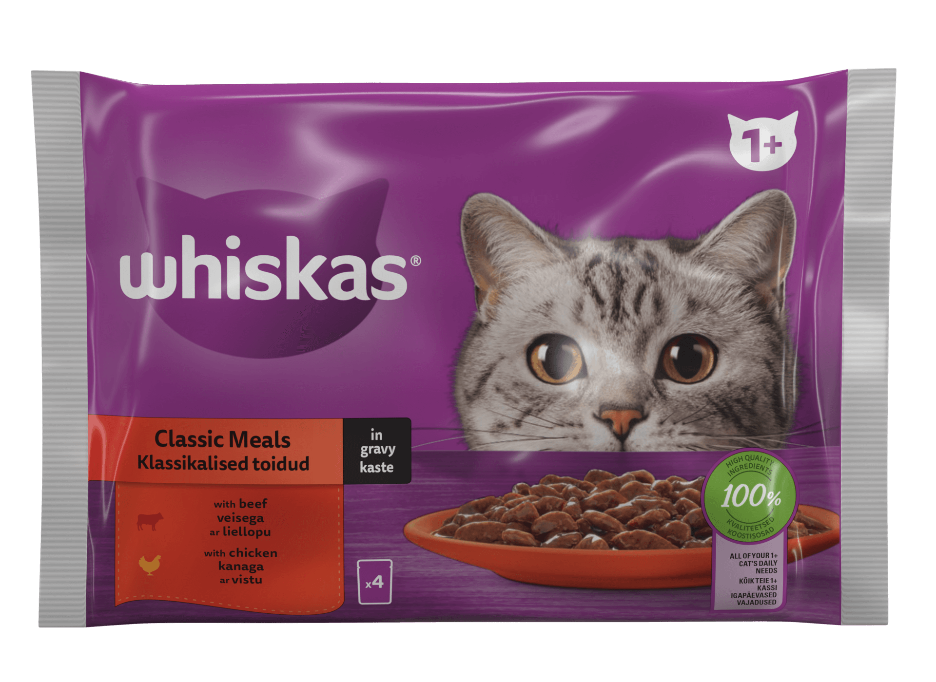 Whiskas 1+ Klasiskā Izlase, 4x85g